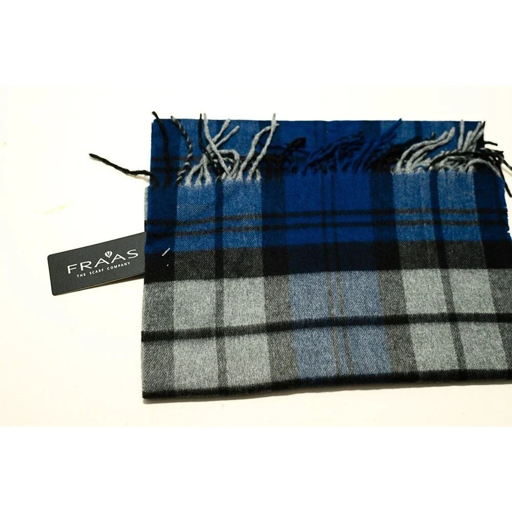 Scarf Neck Fraas Cashmink Blue Plaid 13.5